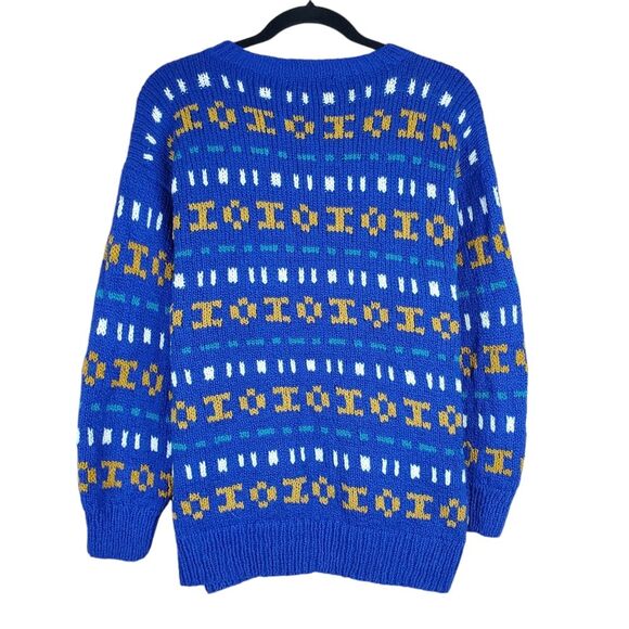 ACCENTO Hand Knit Peru Cotton Fair Isle Artisan Sweater Top Size M - Picture 2 of 3